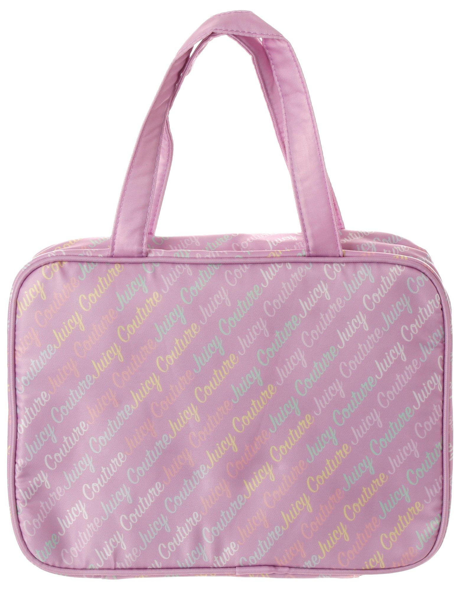 Victoria's Secret Pink Stripes Plastic Glitter Cosmetic Bag