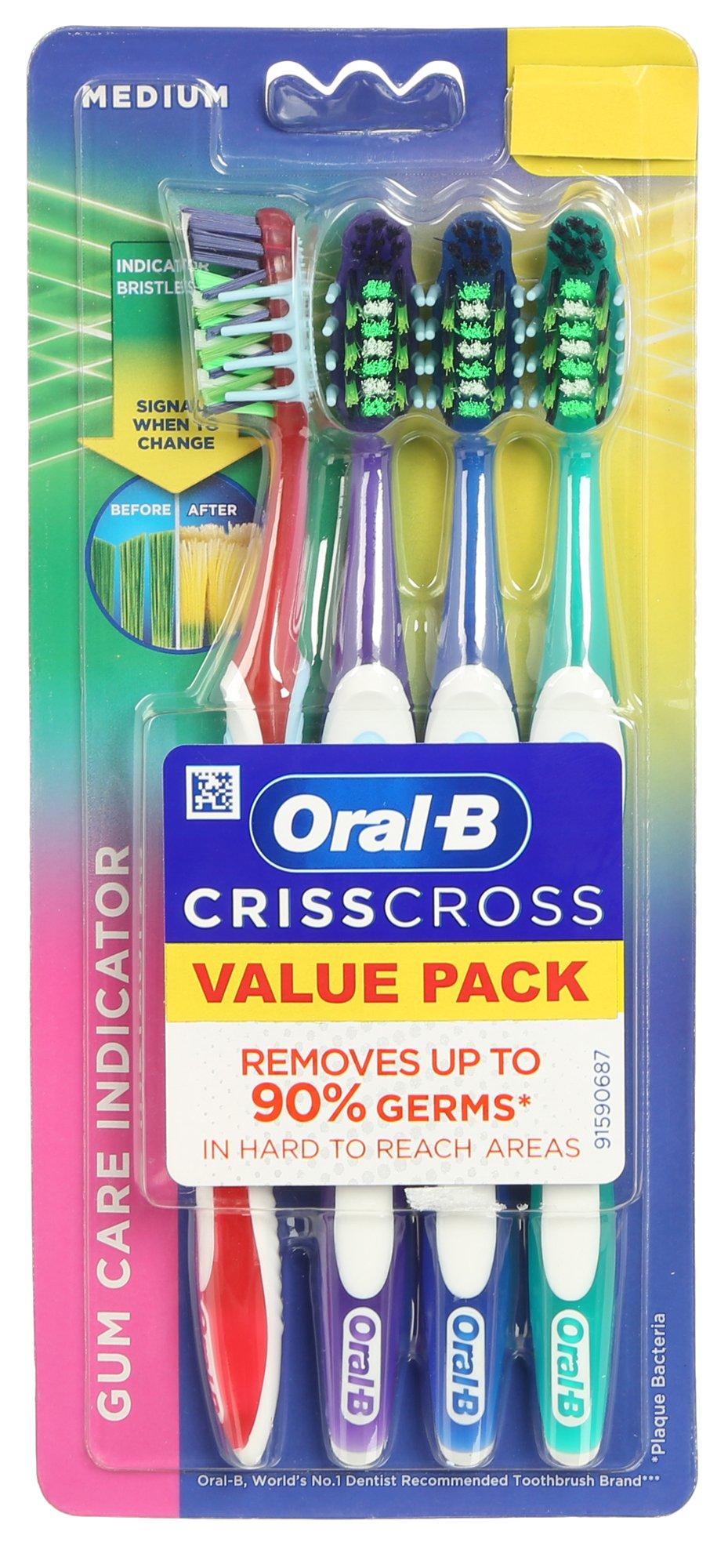 4 Pk Crisscross Medium Toothbrushes