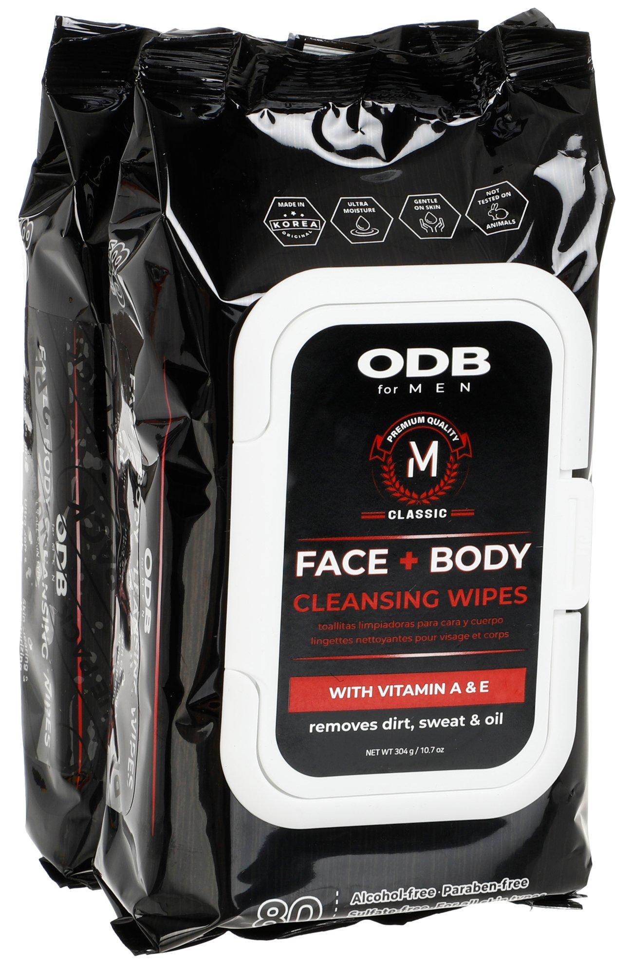 Men's 2 Pk Face & Body Cleansing Wipes