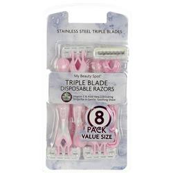8 Pk Triple Blade Disposable Razors - Pink