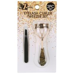 2 Pc Eyelash Curler & Tweezer Set - Black