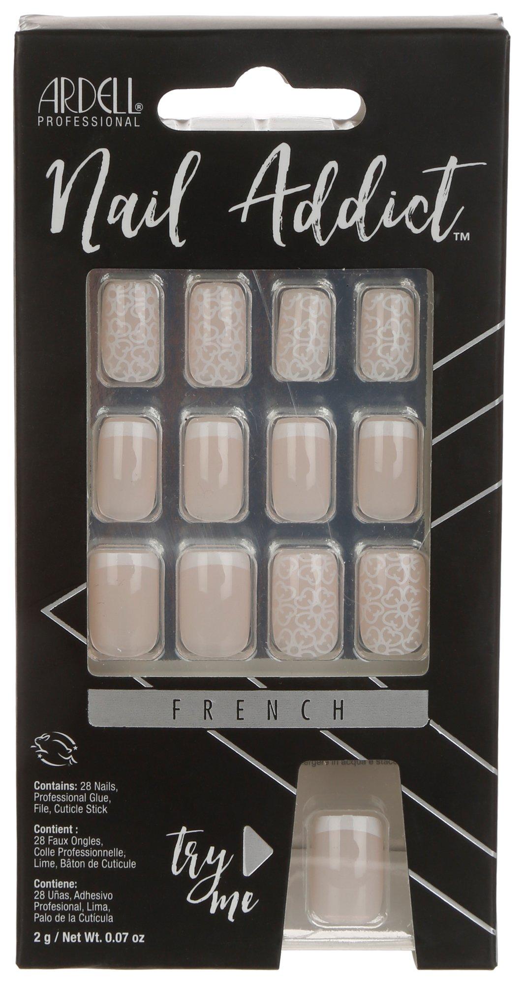 28 Pk French Tip Press On Nails