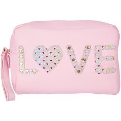 Valentine's Shimmer Love Double Zip Cosmetic Bag - Pink