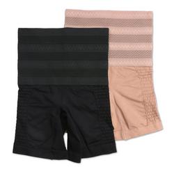 Women's 2 Pk Shaping Biker Shorts - Tan/Black