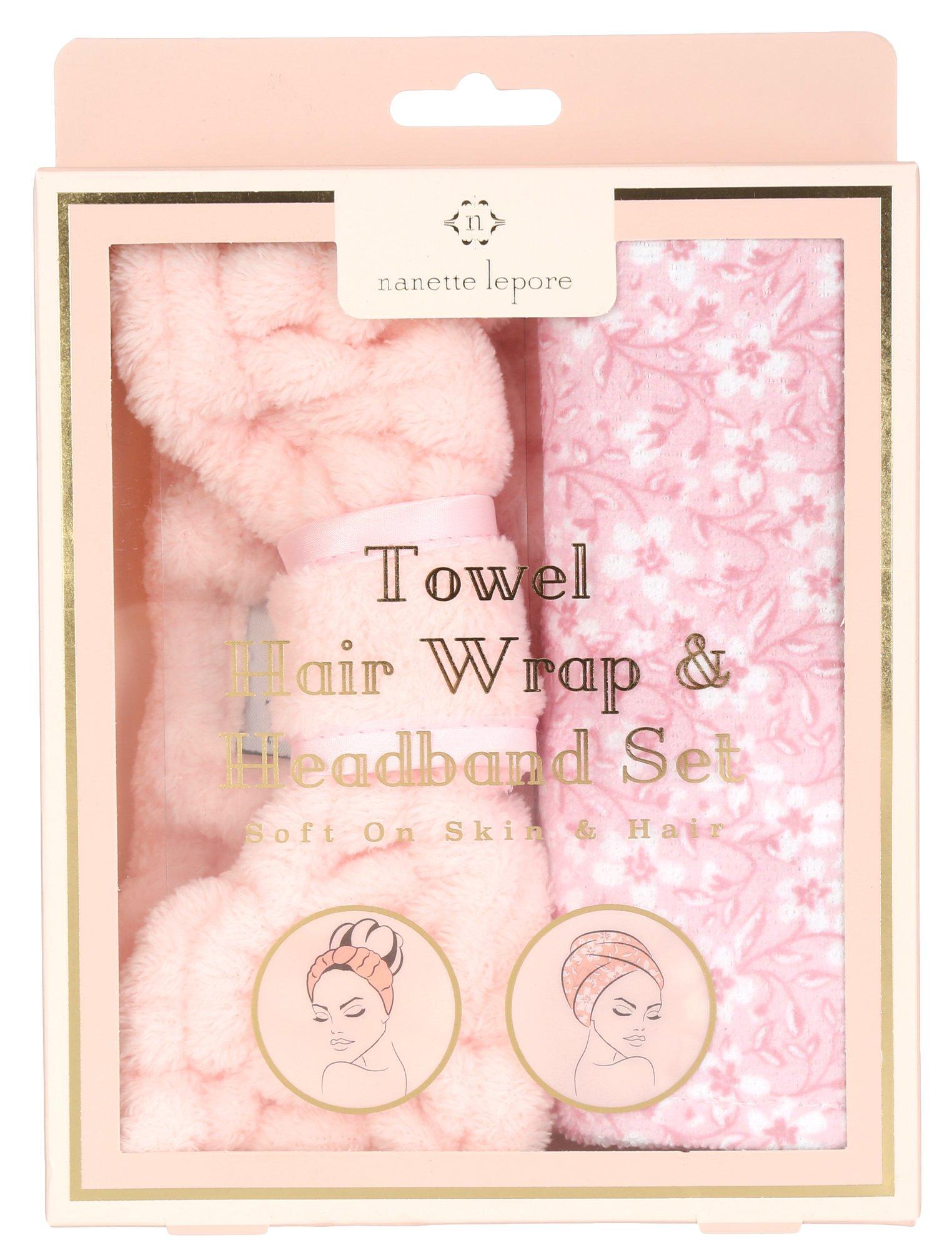 2 Pc Towel Hair Wrap & Headband Set