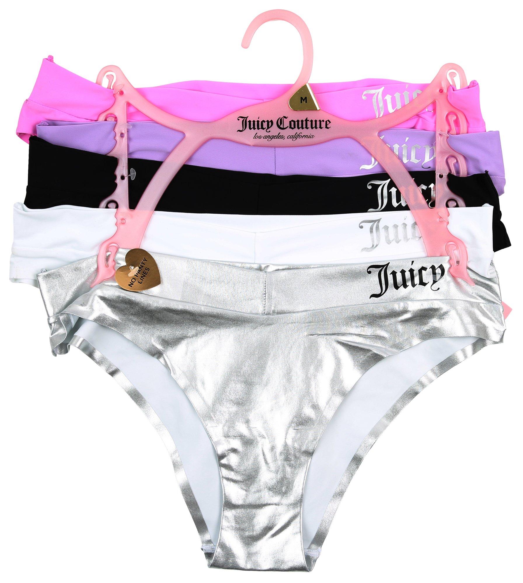 JUICY COUTURE Women's Intimates Lace Cheeky Underwear Panties Size L 5 Pcs