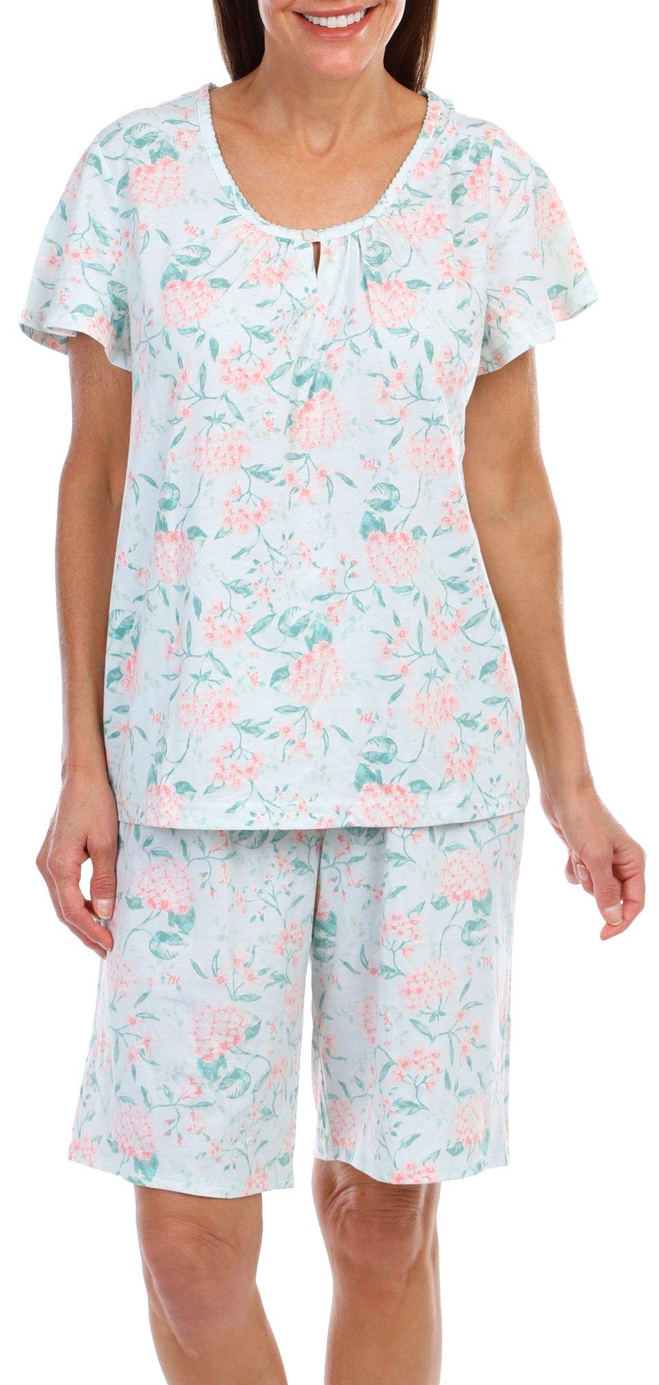 Women's 2 Pc Floral Pajama Shorts Set