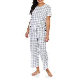 Women's 2 Pc Plaid Print Pajama Pants Set