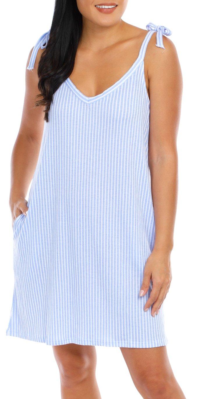 Women's Sleeveless Stripe Print Nightgown