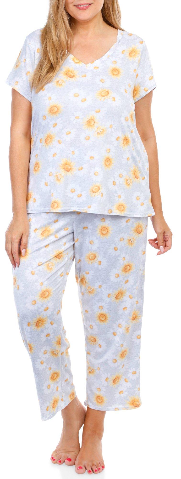 Women's Plus 2 Pc Floral Pajama Pants Set