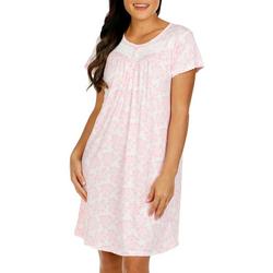 Women's Lace and Floral Sleep Gown - Pink