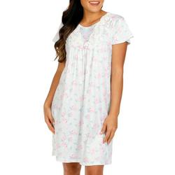 Women's Lace and Floral Sleep Gown - Blue
