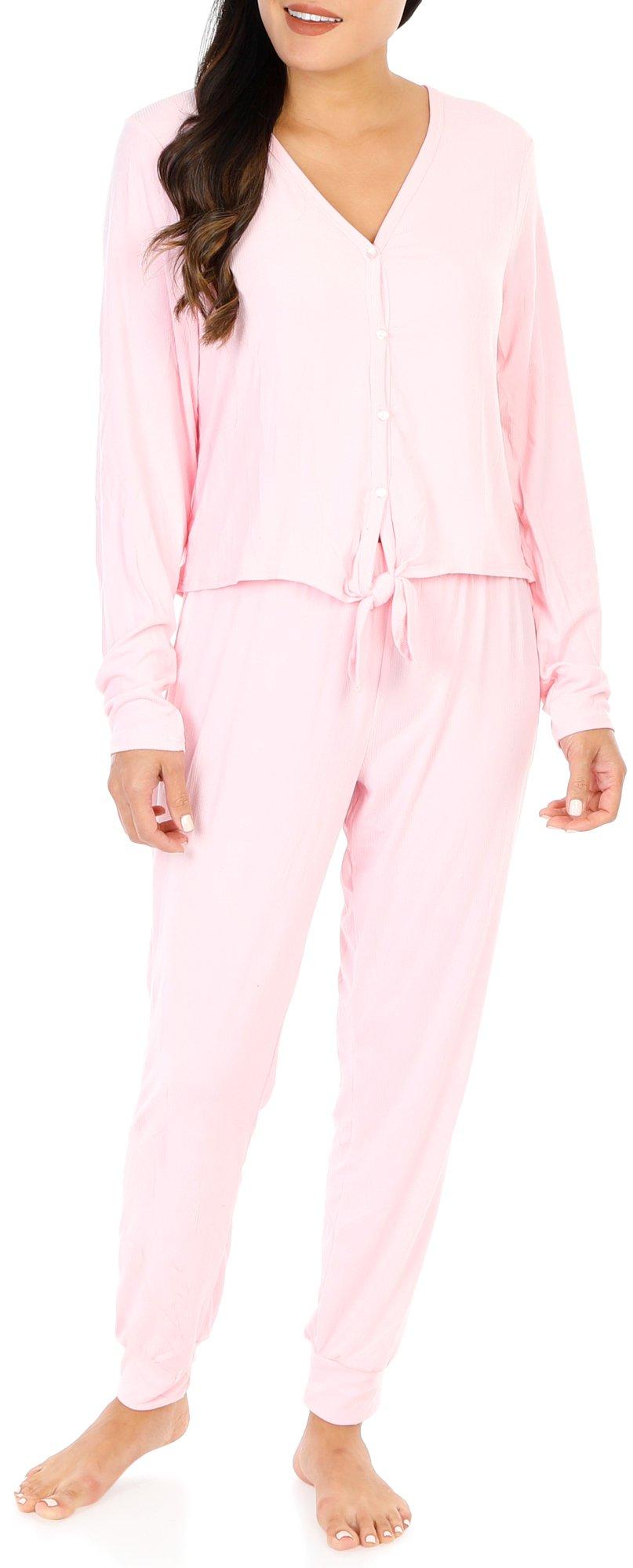 Women's 2 Pc Solid Pajama Pants Set