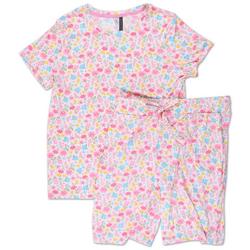 Women's 2 Pc Floral Print Mommy & Me Pajama Shorts Set