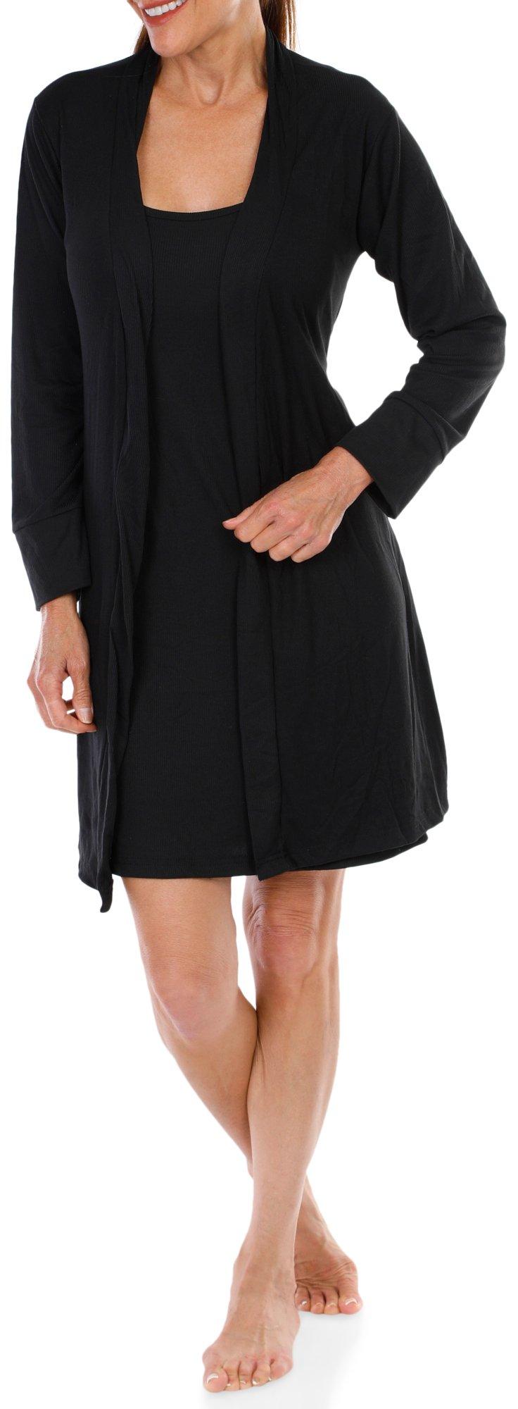 Women's Ribbed Nightgown & Robe Set