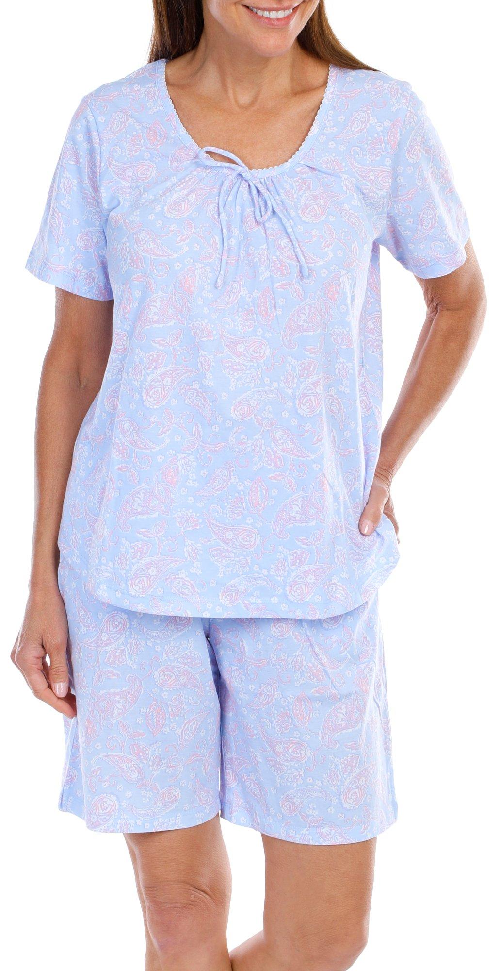 Women's 2 Pc Paisley Print Pajama Shorts Set