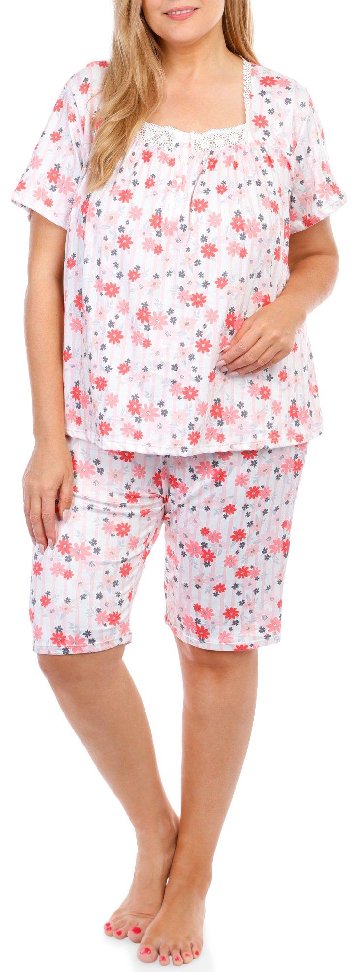 Women's Plus 2 Pc Floral Pajama Pants Set