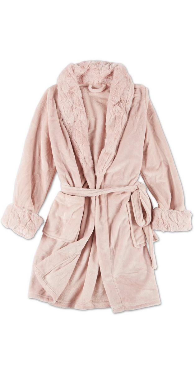 Women's Plush Faux Fur Robe - Pink 