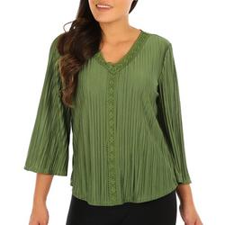 Women's Solid Pleated Top - Green