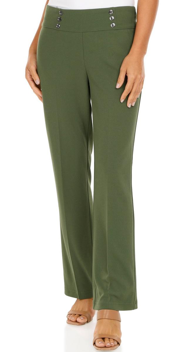 Women's Solid Flare Leg Pull On Pants - Green | bealls