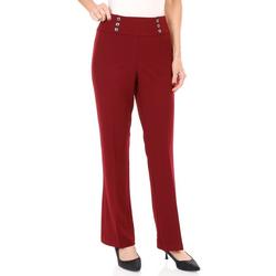 Women's Solid Structured Flare Leg Work Pants - Red
