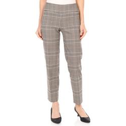 Women's Plaid Structured Work Pants - Tan Multi