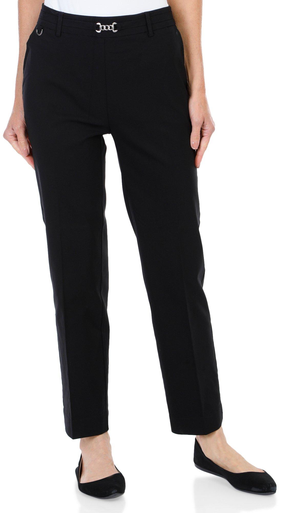 Rafaella Women's Stretch Slim Ankle Pull-On Elastic Waist Dress Pants (Black,  8) 