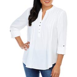 Women's Solid Pleated Front Top