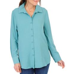Women's Solid Button Down Top