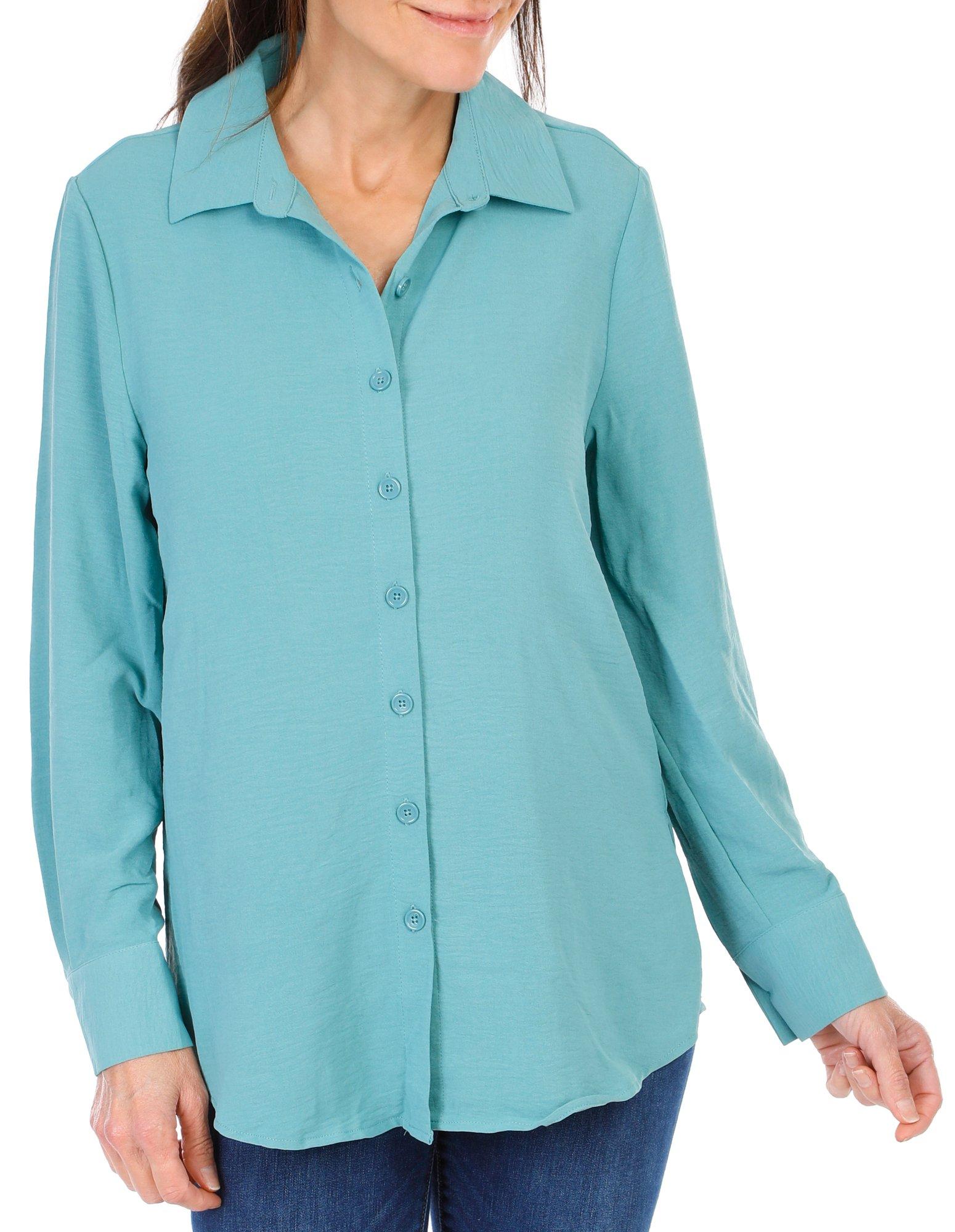 Women's Solid Button Down Top