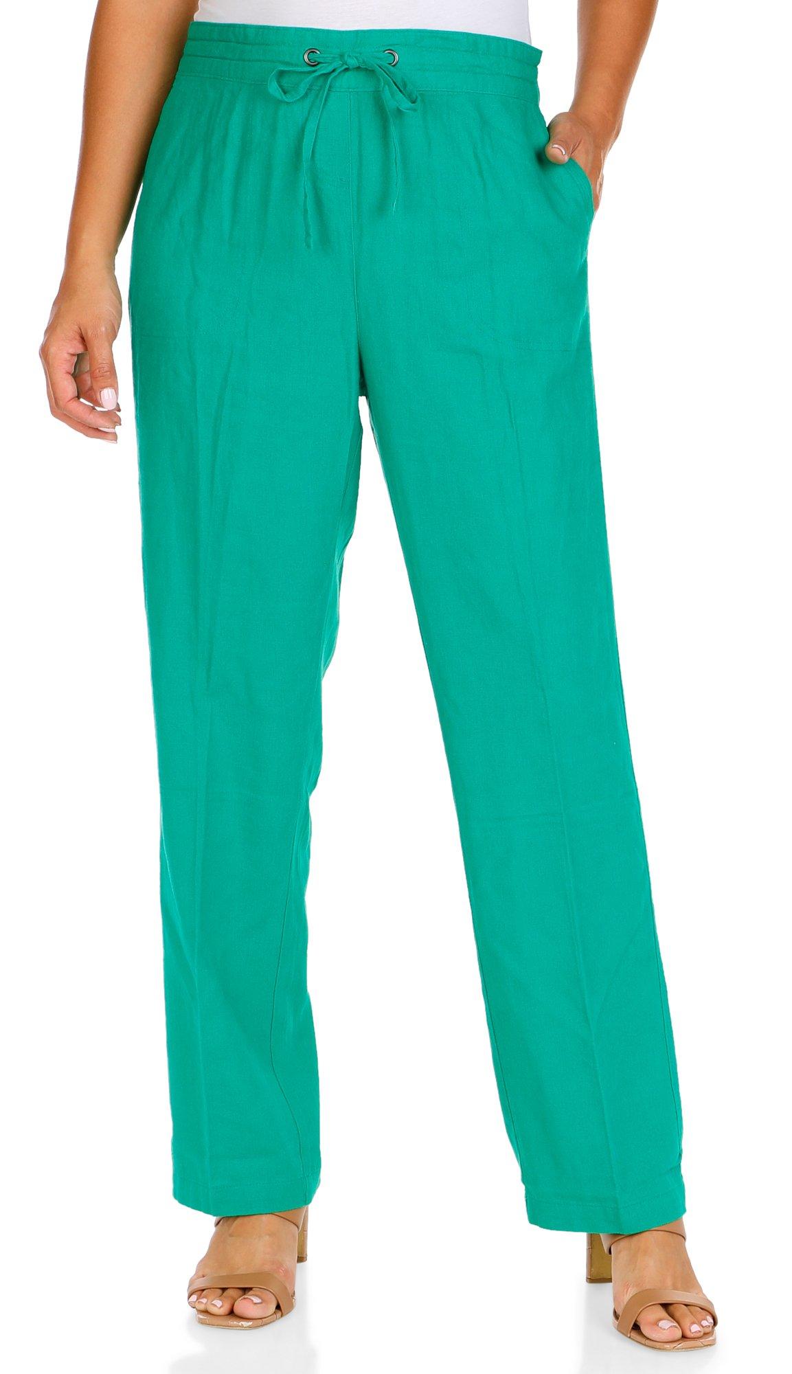 Women's Solid Pull On Linen Pants