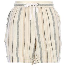 Women's Stripe Print Linen Shorts