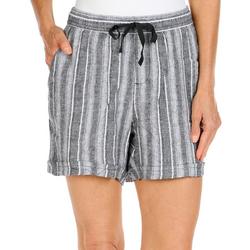 Women's Stripe Print Linen Shorts