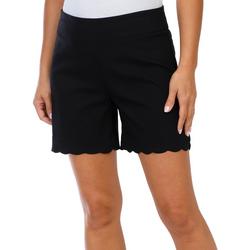 Women's Solid Scallop Hem Shorts