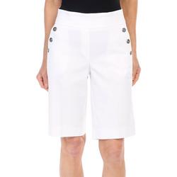 Women's Solid Sailor Button Bermuda Shorts