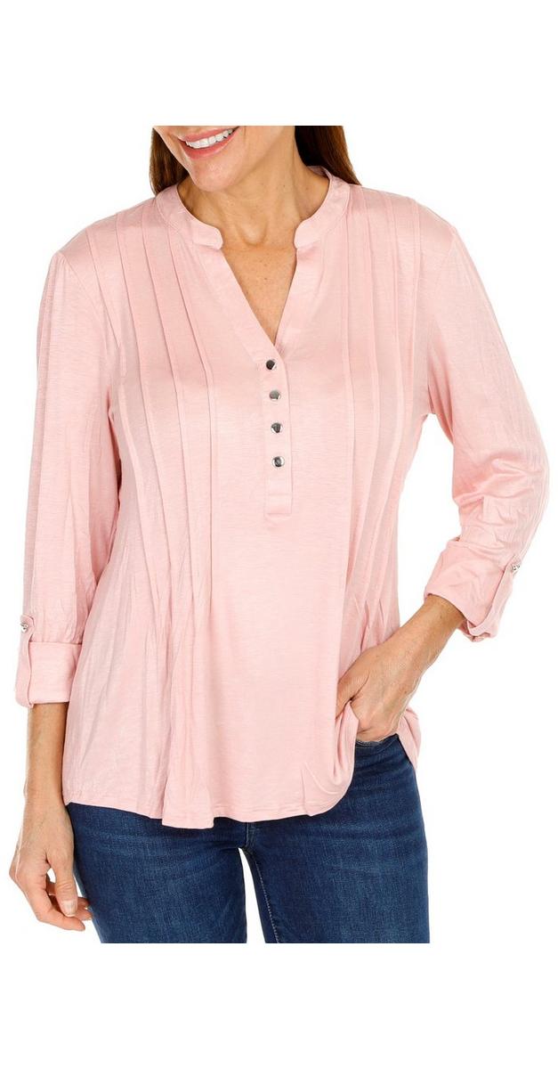 Women's Solid Pleated Top - Pink | bealls