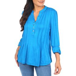 Women's Button Down Pleated Top