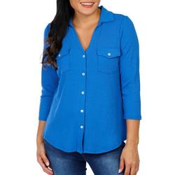Women's Solid Button Down Blouse