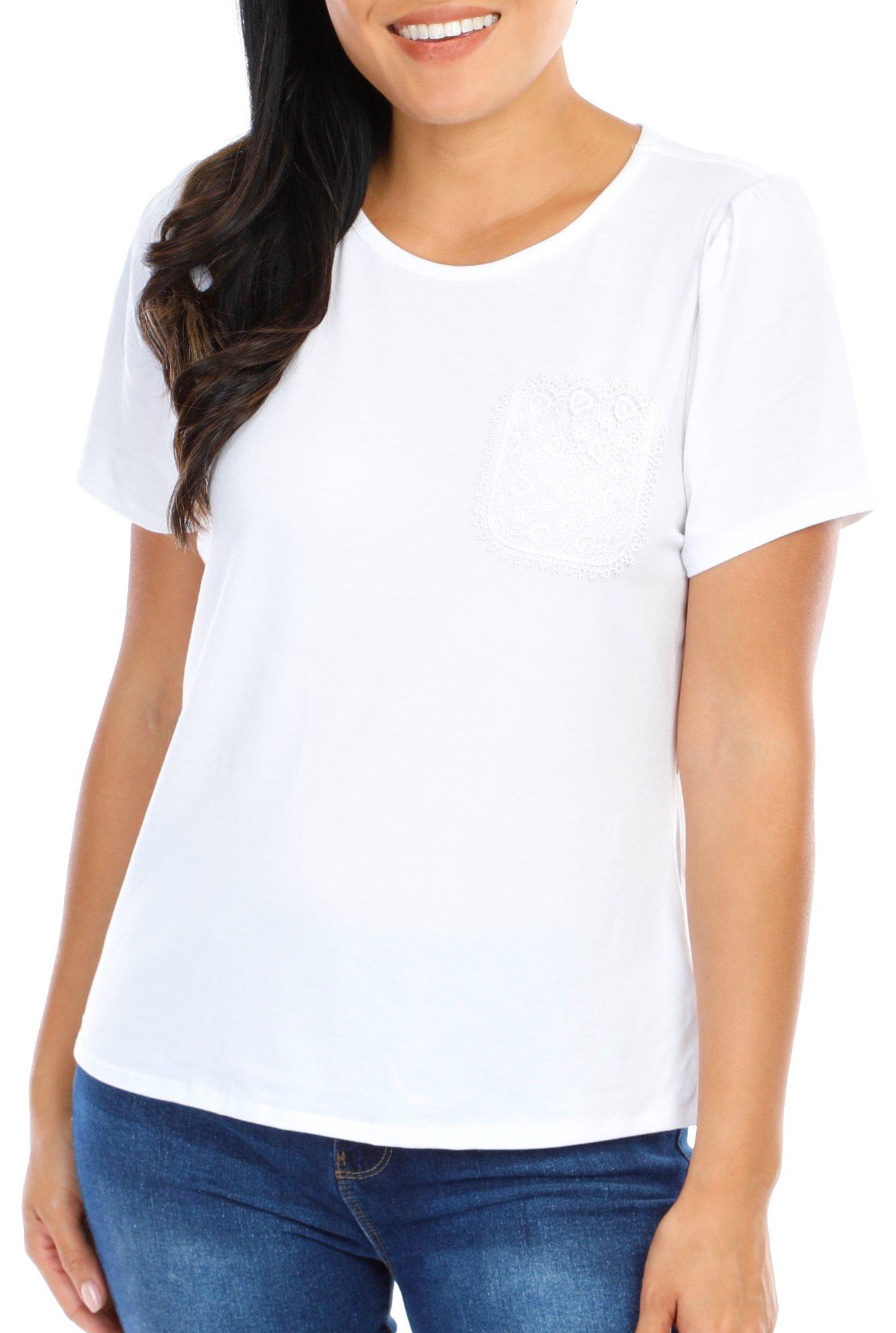 Women's solid Lace Pocket Top