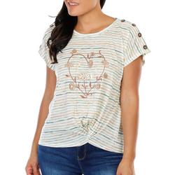 Women's Striped Graphic Short Sleeve Top