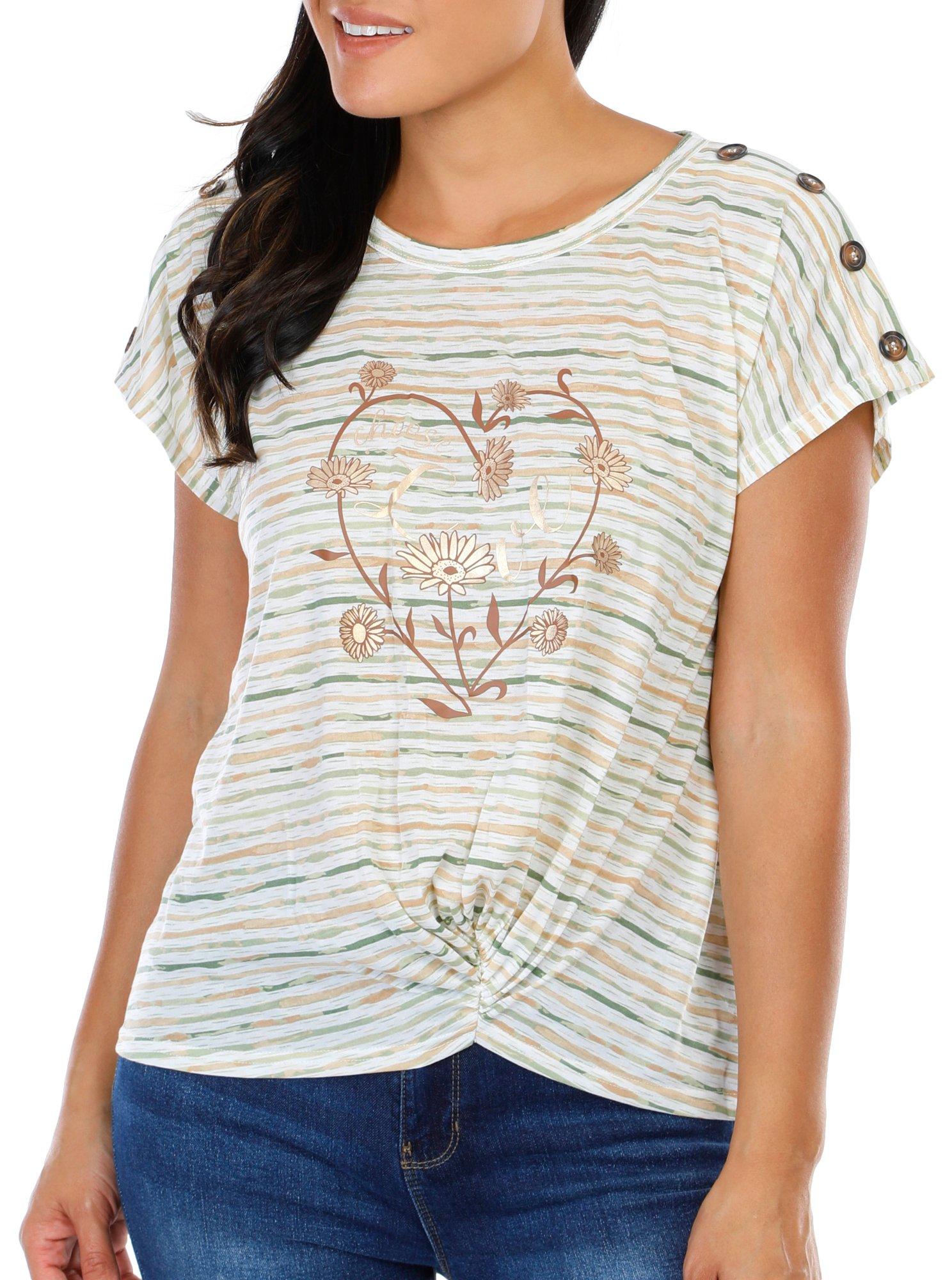 Women's Striped Graphic Short Sleeve Top