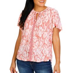 Women's Floral Print Pleated Top