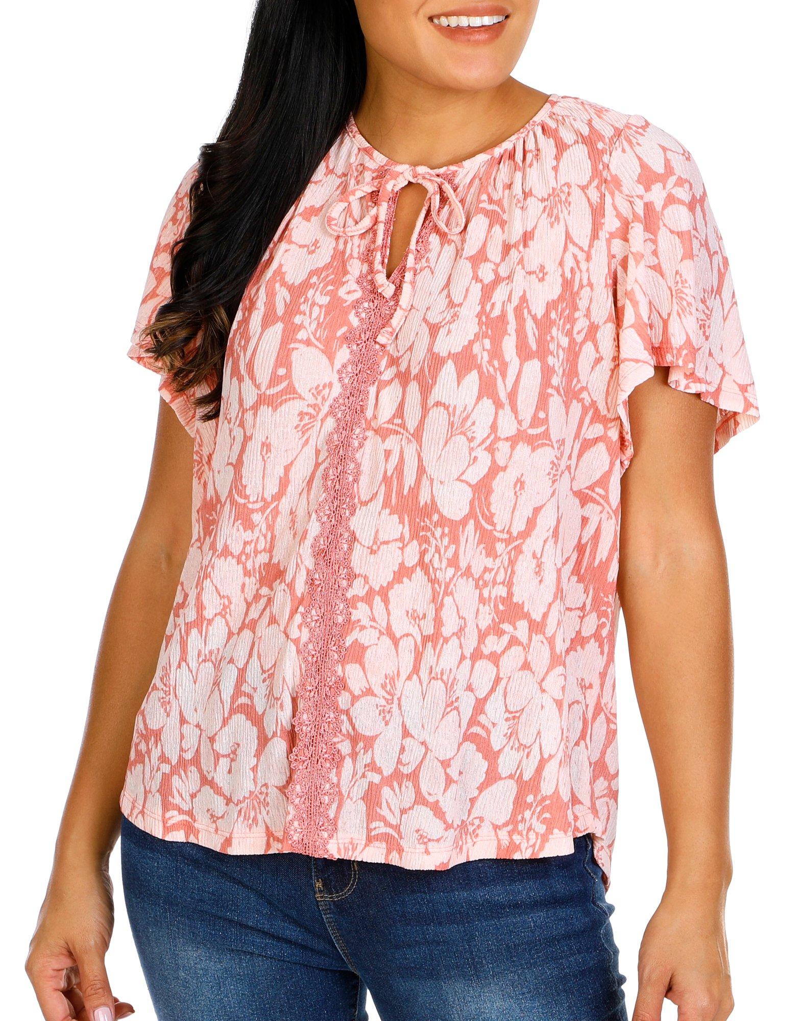 Women's Floral Print Pleated Top