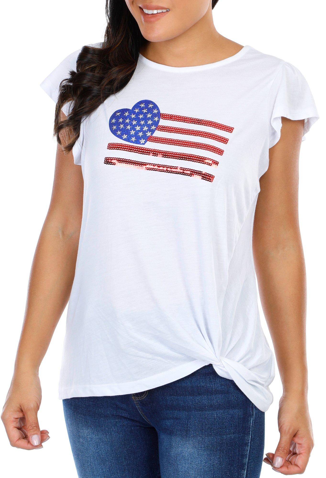 Women's Americana Flag Sequins Top