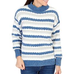Women's Stripe Print Pullover Sweater - Blue