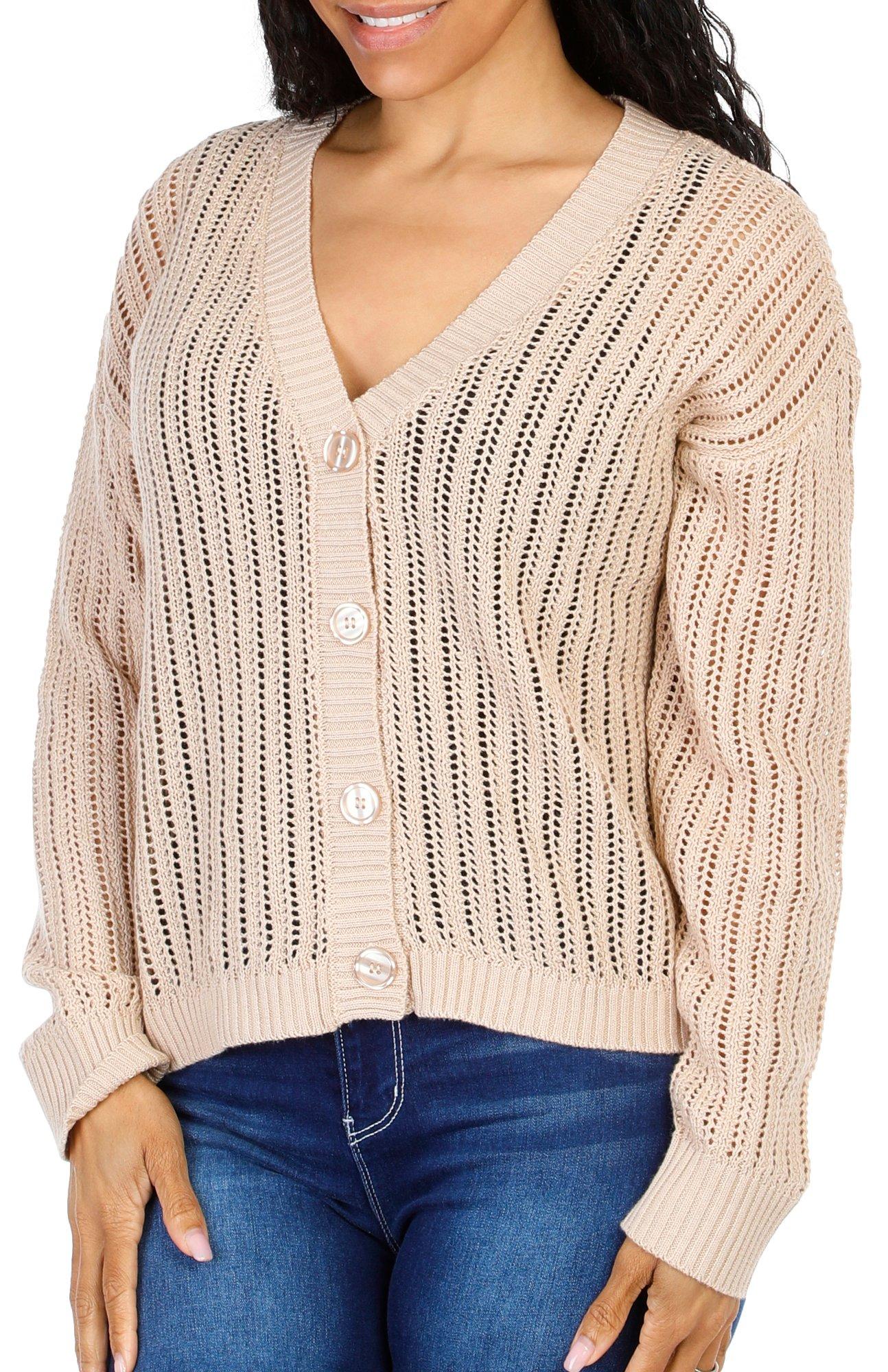 Women's Solid Button Front Cardigan