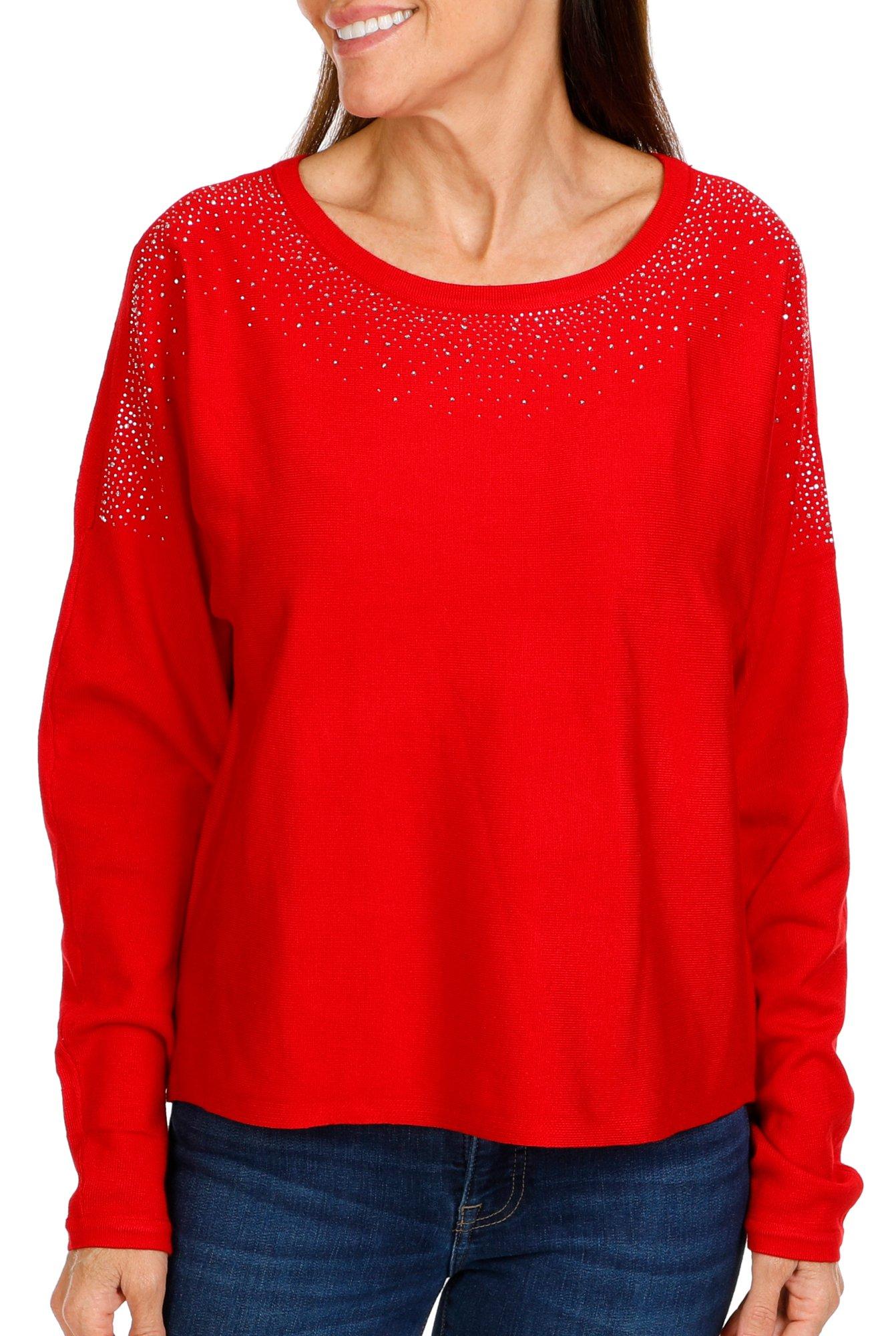 Women's Solid Embellished Trim Top