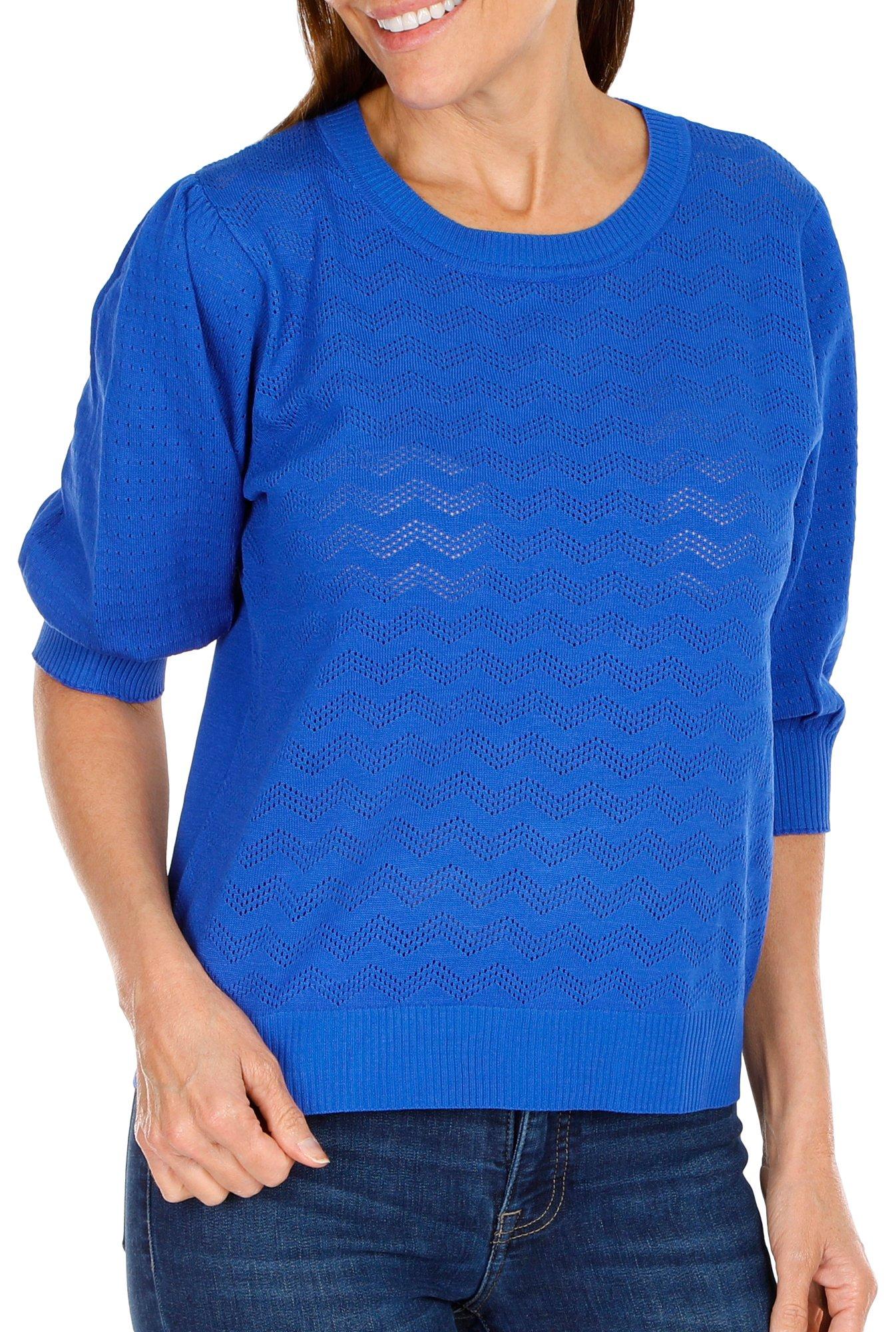 Women's Quarter Sleeve Pullover Sweater - Blue