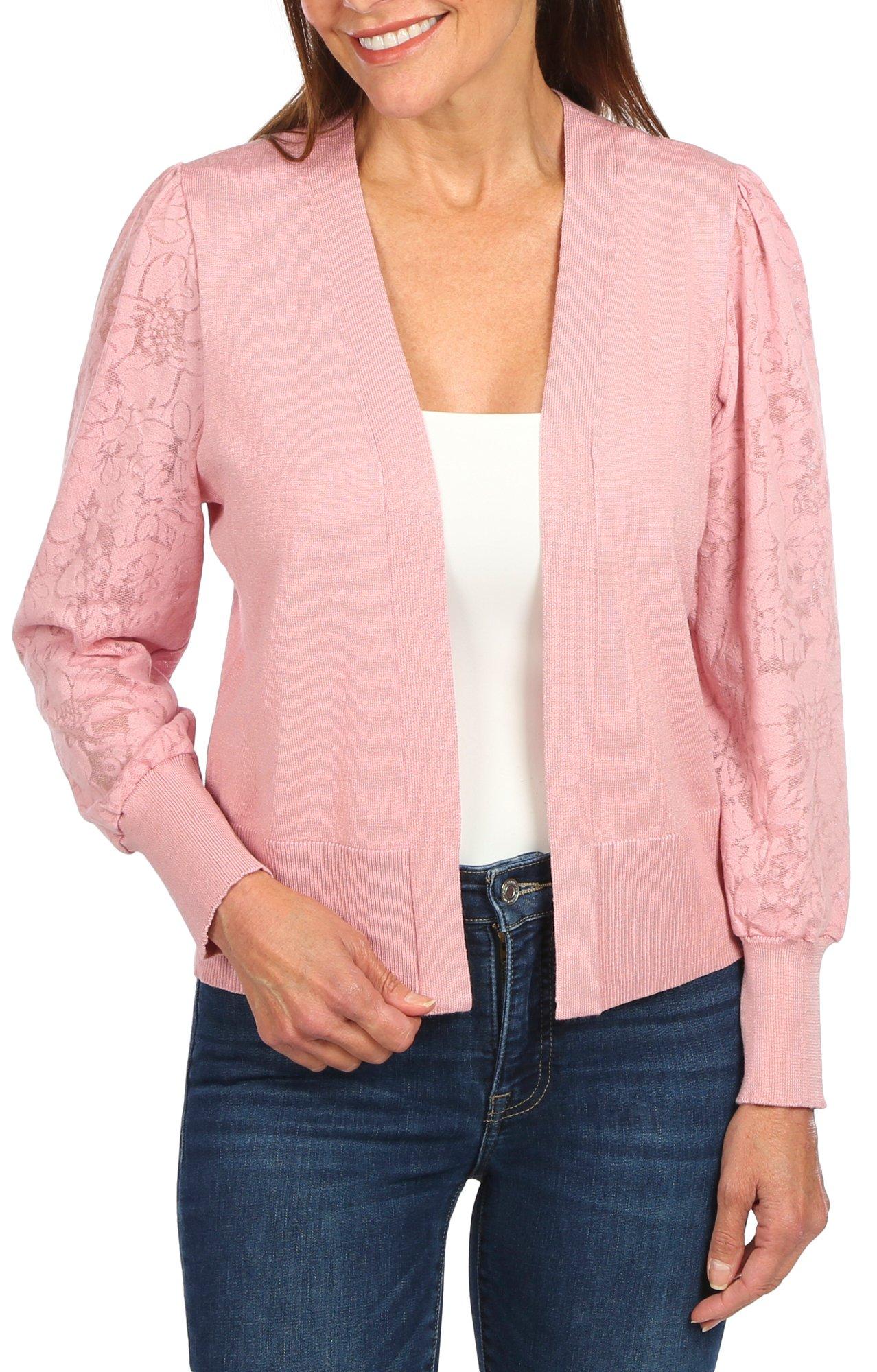 Women's Solid Floral Sleeve Cardigan