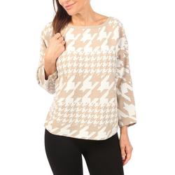 Women's Houndstooth Print Sweater - Tan